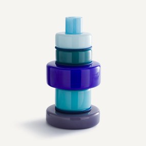Vaas met 5 ringen van geblazen glas, H32 cm, Maveo