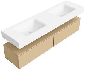 Zaro Alan badmeubel 170cm sand 2 lades met vrijhangende wastafel cloud dubbel 2 kraangaten talc