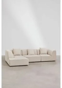 Cardea Gestoffeerde 3-delige Chaise Longue Modulaire Bank Links Stof Chenille Beige – Crème - Sklum