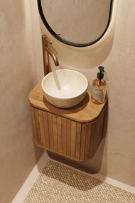 Livli Estrela toiletmeubel links 40cm ribbelfront met White Travertin waskom