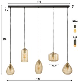 Hanglamp Smoked Bruin Glas