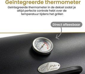 Alora Houtskool Barbecue– Compacte Grill met Warmhoudrek en Spatelset