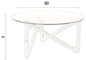 Dutchbone Naia Ronde Salontafel Walnoot En Glas - 80 X 80cm.