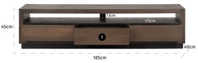 Richmond Interiors Oakura Brown Modern Tv-meubel Bruin Eiken - 185x40x45cm.