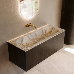 Mondiaz Kurve-dlux 110cm badmeubel shadow met 1 lade en wastafel big medium midden zonder kraangat glace