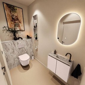 MONDIAZ TURE-DLUX 60cm toiletmeubel Rosee. EDEN wastafel Glace positie rechts. Met 1 kraangat. TUREDX60ROSR1GLA