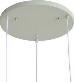 Japandi hanglamp wit met licht groene kap organisch 3-lichts - Moonstone