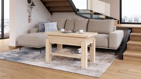 BRAVO sonoma eiken – uitschuifbare en in hoogte verstelbare salontafel, tafel met plank