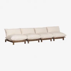 4-delige Modulaire Verstelbare Tuinbank Van Acaciahout Brina Beige – Crème - Sklum