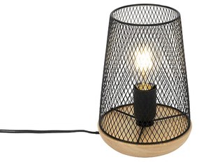 Design tafellamp zwart met hout - Bosk Design E27 rond Binnenverlichting Lamp