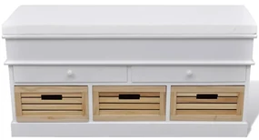 vidaXL Opbergbankje/halbank met kussen, 2 lades en 3 kratten