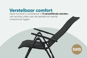 Suns New Castle verstelbare tuinstoel - Antraciet