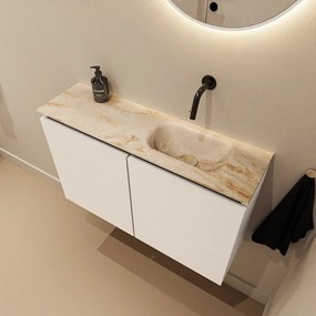 Mondiaz Ture DLux toiletmeubel 80cm talc met wastafel frappe rechts zonder kraangat