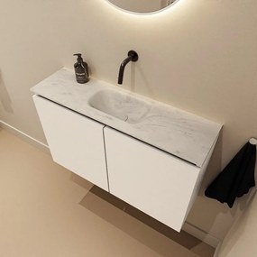 Mondiaz Ture DLux toiletmeubel 80cm talc met wastafel opalo midden zonder kraangat