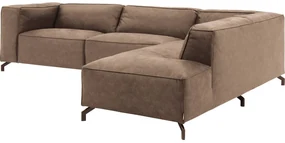 Goossens Bank Calvin bruin, micro leer, 3,5-zits, modern design met ligelement rechts