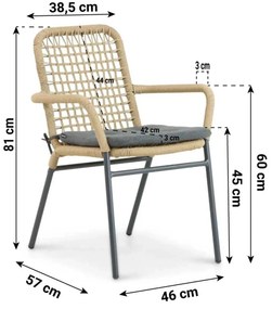 Tuinset 6 personen 210 cm Aluminium/Rope Taupe De Laan Projects