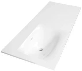 Brauer Glacier wastafel fine stone 120cm links zonder kraangat wit glans