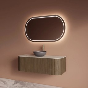 Gliss Design Alluro badmeubel ribbelfront met ronding links/rechts 120cm ash grey en wit marmer toppaneel