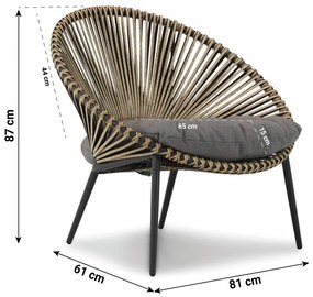 Coco Valentina Lounge Chair Aluminium/Rope Taupe