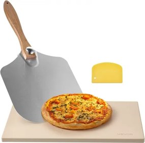 VEVOR Pizzasteen Baksteen 508 x 355 mm, rechthoekige cordieriet pizzasteen, extra grote steenplaat met schraper &amp; schep, 1,5 cm dik, hittebestendig, voor keuken oven brood bakken pizza bakken