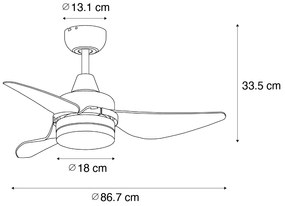 Plafondventilator met lamp wit incl. LED met afstandsbediening - Yuki Modern rond Binnenverlichting Lamp