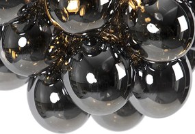 Smart hanglamp zwart met smoke glas 8-lichts rond incl. 8 Wifi G9 - Uvas