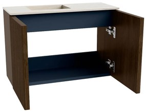 Mondiaz Joya DLux 60cm toiletmeubel walnut met wastafel faye links 1 kraangat meli