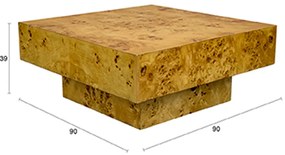 Dutchbone Quinn Vierkante Salontafel Naturel - 90 X 90cm.