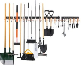 VEVOR Gereedschapshouder voor wandmontage, 1727,2 mm, draagvermogen 204 kg, voor wandmontage, koolstofstaal, 4 rails en 44 haken, inclusief schroeven en pluggen, gereedschapsorganizer voor garage, kelder en tuin.