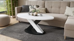 Mazzoni LOXA Wit / Zwart - OVALE SALONTAFEL 120x65 cm