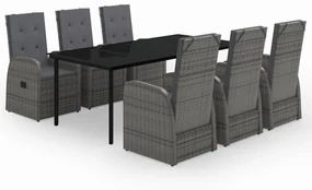 vidaXL 7-delige Tuinset met kussens grijs
