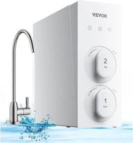 VEVOR Omgekeerde Osmose Systeem 400 GPD 8-Stage Tankless Water Heater Omgekeerde Osmose Waterfilter, Onder-gootsteen Waterfiltersysteem, 2:1 Zuiverheid naar Afvoer, Vermindert TDS Lood Chloor Slechte Smaak Geur