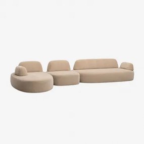 Modulaire Linker Chaise Longue Bank Van 3 Delen Met Beklede Hoekmodule Giorgia Chenille Licht Zandbruin - Sklum