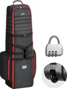 VEVOR Golfreistas, golfbagage met wielen, duurzaam 1800D Oxford polyester, zachte opbergtas voor golfclubs in vliegtuigen, waterdicht en slijtvast, rood + zwart