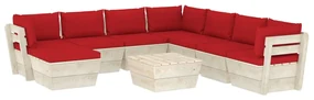 vidaXL 9-delige Loungeset met kussens pallet vurenhout