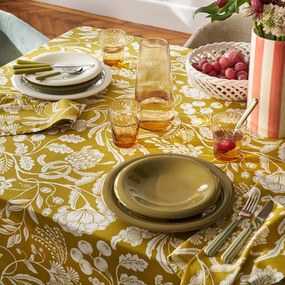 Set van 4 gewassen katoenen servetten, bloemenprint, LINDA