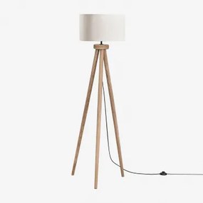 Simona Mangohouten Vloerlamp Mangohout & Linnen Bruin Tarwe Ø40 Cm - ↑25 Cm Azoia - Sklum