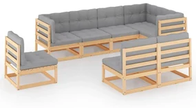 vidaXL 8-delige Loungeset met kussens massief grenenhout