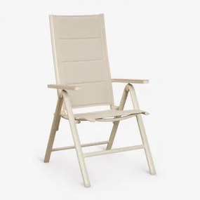 Set Van 4 Verstelbare En Opvouwbare Tuinstoelen Met Armleuningen Van Aluminium Elide Tapioca Beige - Sklum