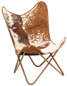 vidaXL Vlinderstoel echt geitenleer bruin en wit