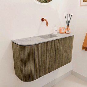 Mondiaz Joya DLux 85cm toiletmeubel ronding links/rechts dusk met wastafel faye midden zonder kraangat glace