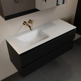 Mondiaz Aivy badmeubel 120cm urban met wastafel solid surface talc links zonder kraangat en spiegelkast