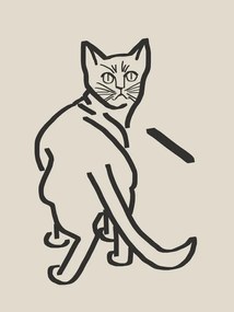 Ilustratie Line Art Cat Drawing 5, Little Dean, (30 x 40 cm)
