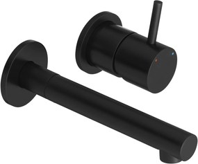 Saqu Shine Straight 2-gats inbouw wastafelkraan inclusief inbouwdeel mat zwart