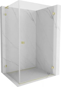 Mexen Lunar-B L douchecabine draaideur rechts 100 x 80 cm, transparant, goud geborsteld - 832L-100-080-55-00-P