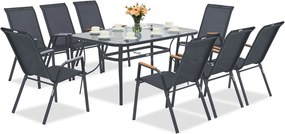 Garden Point metalen tuinset Modena/Bitonto grijs voor 8 personen