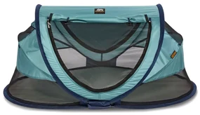 DERYAN Reisbedje pop-up met klamboe Luxe oceaanblauw