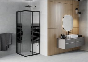 Mexen Rio vierkante douchecabine 90 x 90 cm, zwarte strepen, zwart - 860-090-090-70-20