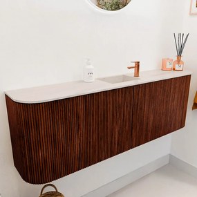 Mondiaz Joya DLux 125cm toiletmeubel ronding links/rechts ruby met wastafel faye midden 1 kraangat meli