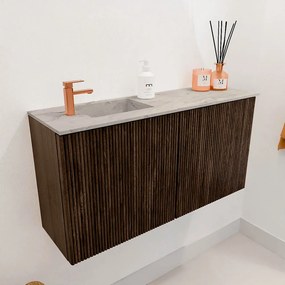 Mondiaz Joya DLux 80cm toiletmeubel walnut met wastafel faye links 1 kraangat glace